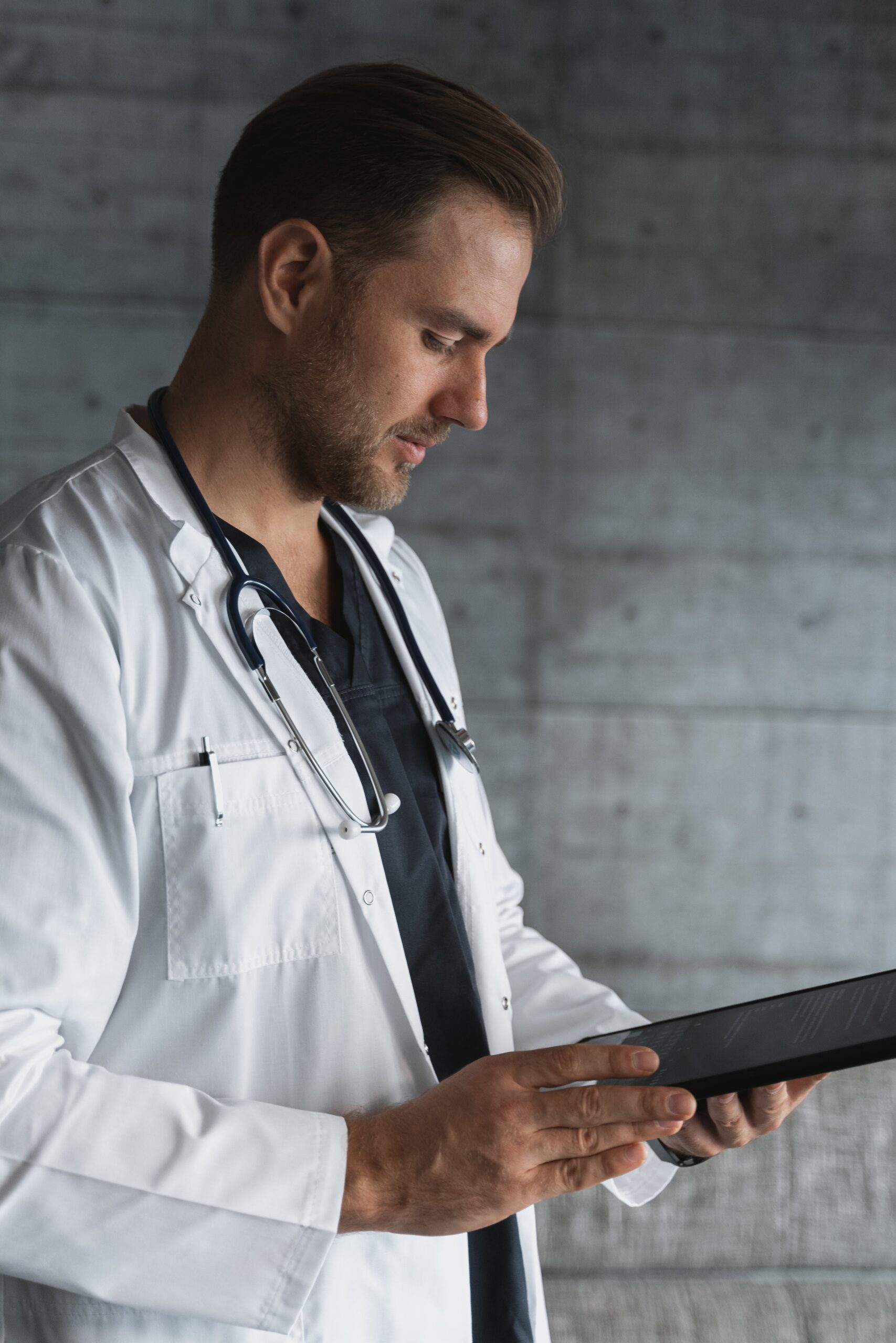 Doctor examining patient record