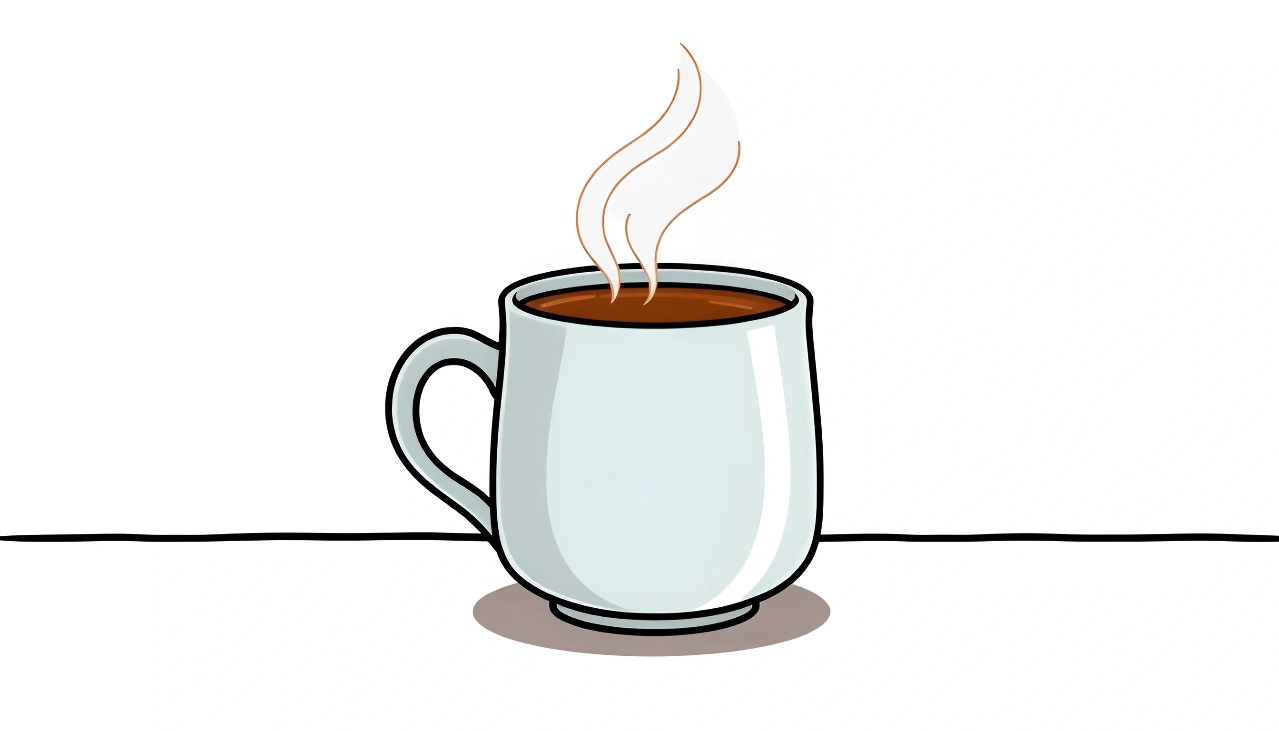 Hot coffee with caffeine